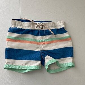 NWOT Oshkosh B’gosh baby boy’s blue striped drawstring swim trunks summer 9-12mo